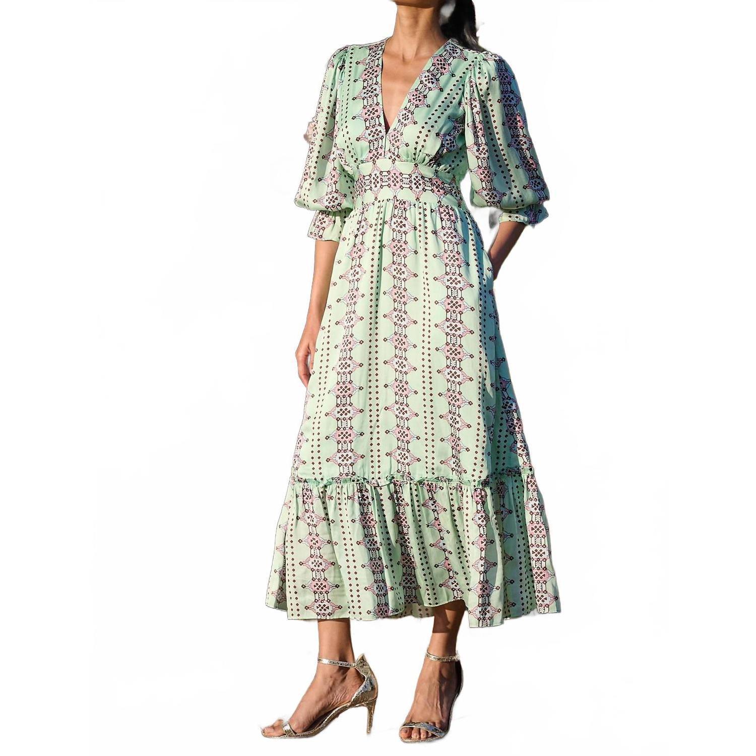 New Neve & Noor Sophia Ruffle Dress In Mint Green